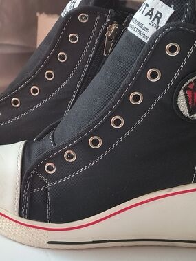 High-Top Wedge Ankle Boots in Black and White by